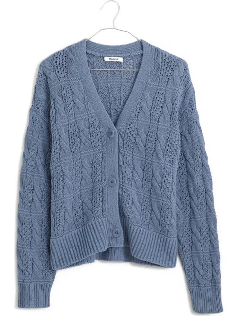 Madewell knit cropped cardigan blue